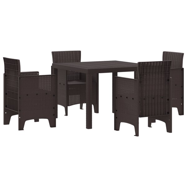 vidaXL Ensemble de salle à manger de jardin 5 pièces marron poly rattan