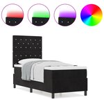 Lit Box Spring vidaXL avec Matelas et LED Noir 80x200 cm Velours