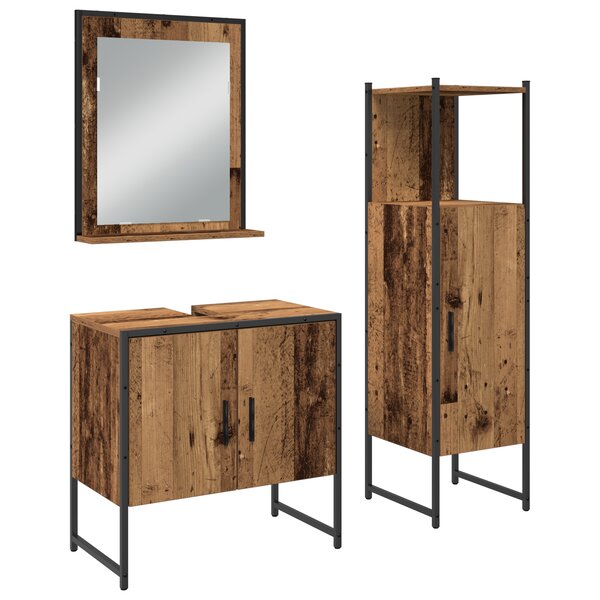 vidaXL Ensemble de meubles de salle de bain 3 pièces en bois ancien en bois manufacturé