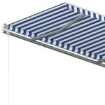 vidaXL Auvent manuel rétractable avec poteaux 4 5x3 m Bleu et blanc