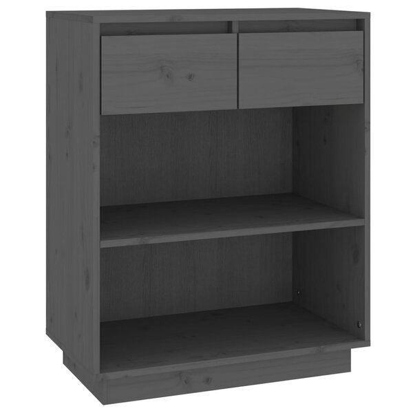 vidaXL Armoire console Gris 60x34x75 cm Bois de pin solide