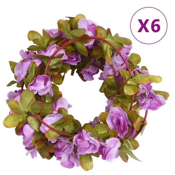 vidaXL Guirlandes de fleurs de Noël 6 Pièces violet clair 250 cm