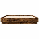 vidaXL Cadre de lit avec lumières LED chêne fumé 135x190 cm