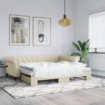 vidaXL Lit de jour avec gigogne sans matelas crème 90x200 cm