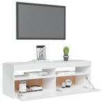 vidaXL Meuble TV avec lumières LED blanc brillant 120x35x40 cm