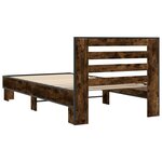 vidaXL Cadre de lit chêne fumé 90x200 cm bois d'ingénierie et métal