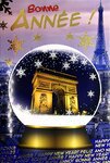 Carte avec enveloppe bonne année meilleurs vœux flocons en or doré paillettes