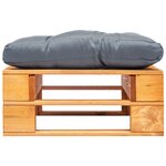 vidaXL Repose-pied palette de jardin et coussin gris marron miel bois