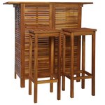 vidaXL Table et chaises de bar 3 Pièces Bois d'acacia massif