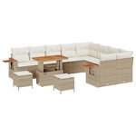 vidaXL Ensemble de canapé de jardin 12 pièces avec coussins beige poly rotin acacia