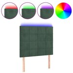 vidaXL Tête de lit à LED Vert foncé 90x5x118/128 cm Velours