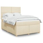 vidaXL Sommier à lattes de lit avec matelas Crème 140x200 cm Tissu