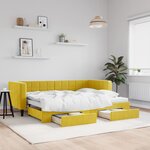 vidaXL Lit de jour avec gigogne et tiroirs jaune 80x200 cm velours