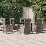 vidaXL Ensemble à manger jardin et coussins 7 Pièces Noir et gris Rotin
