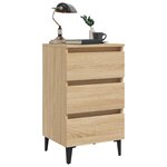 vidaXL Table de chevet avec pieds en métal chêne sonoma 40x35x69 cm