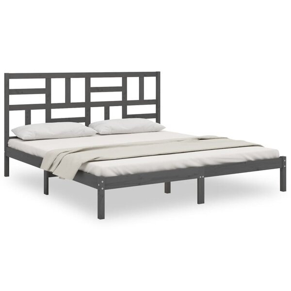 vidaXL Cadre de lit Gris Bois massif 200x200 cm