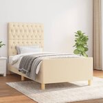 vidaXL Cadre de lit avec tête de lit Crème 90x190 cm Tissu