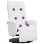 vidaXL Fauteuil inclinable de massage repose-pieds blanc similicuir