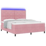 Lit à ressort avec matelas et LED Rose 180x200 cm Velours