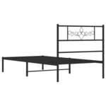 vidaXL Cadre de lit métal avec tête de lit noir 90x200 cm