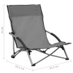 vidaXL Chaises de plage pliables lot de 2 Gris Tissu