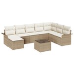 vidaXL Set de canapé de jardin de 9 pièces avec coussins en poly rattan brun