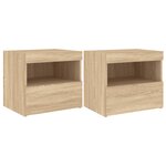 vidaXL Tables de chevet et lumières LED 2 Pièces chêne sonoma 50x40x45 cm