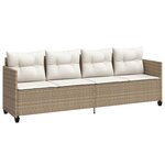 vidaXL Chaise longue avec coussins beige résine tressée