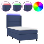 vidaXL Sommier à lattes de lit matelas LED Bleu 80x200cm Tissu