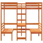 vidaXL Lit mezzanine avec bureau et chaises brun cire 90x190 cm pin
