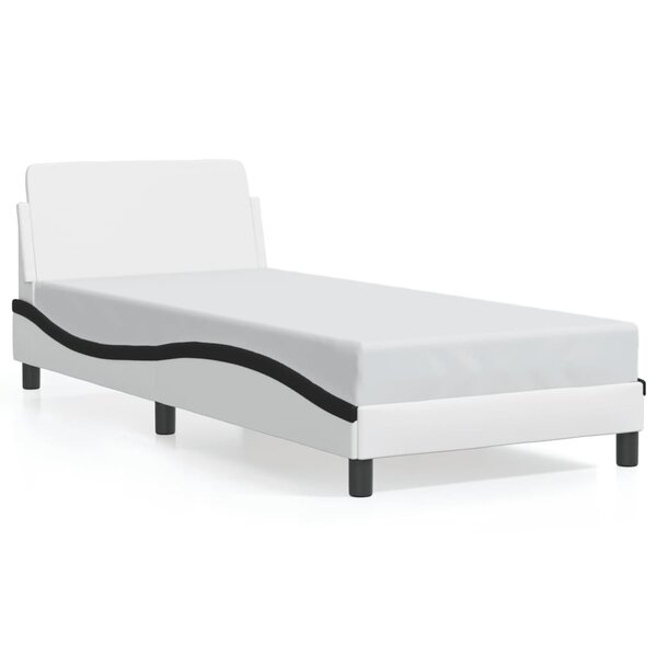 vidaXL Cadre de lit sans matelas blanc et noir 90x190 cm similicuir