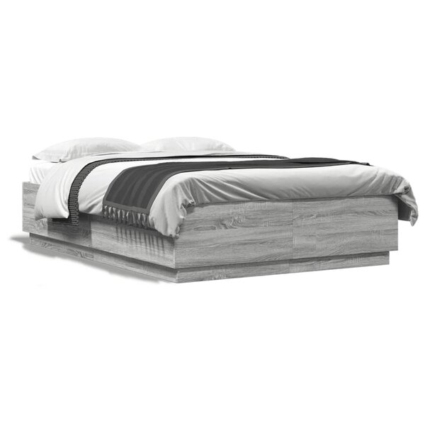 vidaXL Cadre de lit sans matelas sonoma gris 160x200 cm