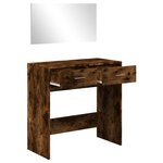 vidaXL Coiffeuse avec miroir chêne fumé 80x39x80 cm