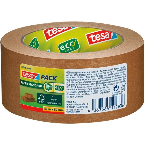 Ruban adhésif d'emballage PAPER ecoLogo  50mm x 50m TESA