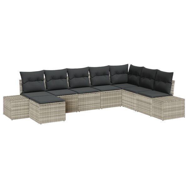 vidaXL Canapé de jardin 8 pièces avec coussins gris clair rotin