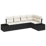 vidaXL Ensemble de canapé de jardin 5 pièces avec coussins en rotin poly noir