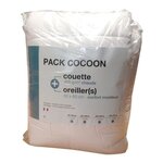 Linge de lit Microfibre - 1 Couette chaude 140 x 200 cm + 1 Oreiller 60 x 60 cm blanc