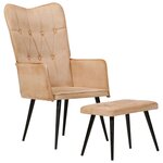 vidaXL Chaise à oreilles avec repose-pied Crème Toile