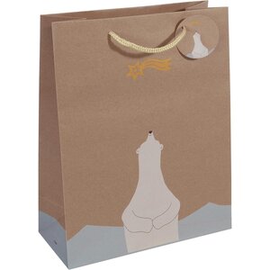 Sac cadeau de Noël Polar bear with Star Grand 26x33cm SIGEL