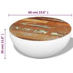 vidaXL Table basse Forme de bol Bois de récupération massif 60x60x30cm