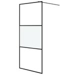 vidaXL Paroi de douche Noir 90x195 cm Verre ESG demi-dépoli