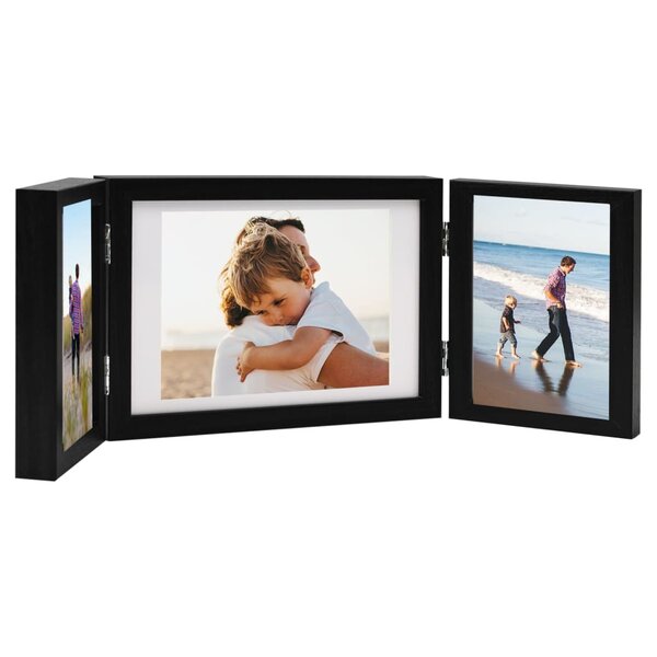 vidaXL Cadre photo dépliable Noir 28x18 cm+2x(13x18 cm)