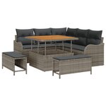 Ensemble de canapé de jardin 8 pièces vidaXL avec coussins gris en poly rotin acacia