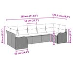 Ensemble de canapé de jardin 7 pièces avec coussins gris en poly rattan