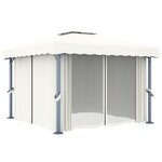 vidaXL Tonnelle et rideau et guirlande lumineuse LED 3x3 m Blanc crème