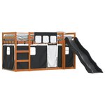 vidaXL Lit superposé avec toboggan et rideaux blanc et noir 90x200 cm