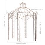 vidaXL Pavillon de jardin Marron antique 3 m Fer