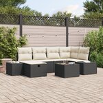 vidaXL Canapés de Jardin de 7 Pièces avec Coussins Noir en Rattan Synthétique