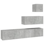 vidaXL Ensemble de meubles TV 4 Pièces Gris béton Bois d'ingénierie