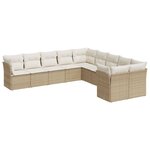 vidaXL Salon de jardin avec coussins 10 Pièces beige résine tressée